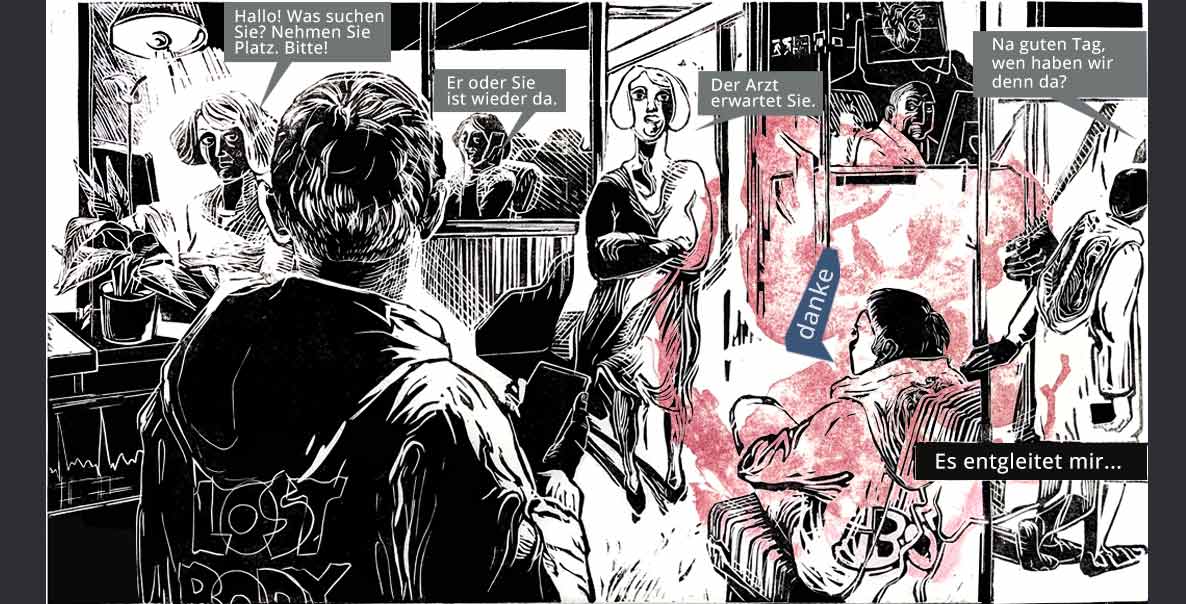 Ellen Louise Weise — Graphic Novel - 1. Bild Linoldruck, Lithographie