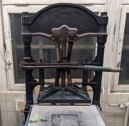 Druckwerkstatt des bbk, Bethanien, Berlin, Knieheblepresse